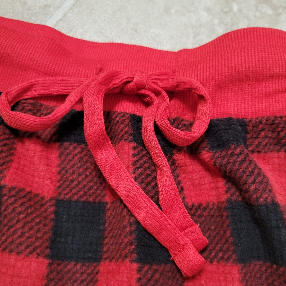 Sleepwear Eddie Bauer 2 Piece Red Plaid Moose Pajama Set Women's Large XL - Picture 5 of 10